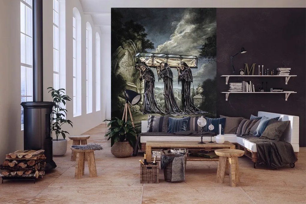 Vinyl fotótapéta 184x254 Csontváz temetési rituálé +ragasztó