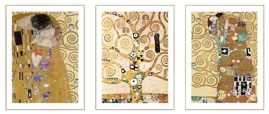 Reprodukciós kép szett 3 db-os 30x40 cm Klimt