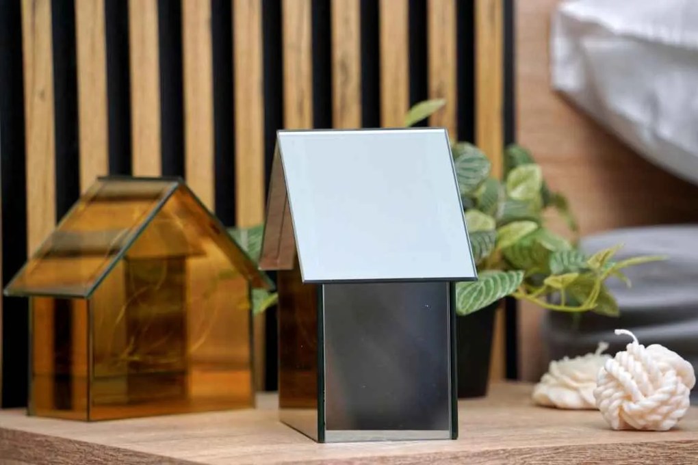 LED skleněný domeček ELITE, šedý - více velikostí Méret: S