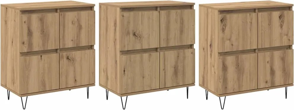 vidaXL Oldalszekrények 3 pcs kézműves tölgy 180 x 35 x 70 cm Faanyag