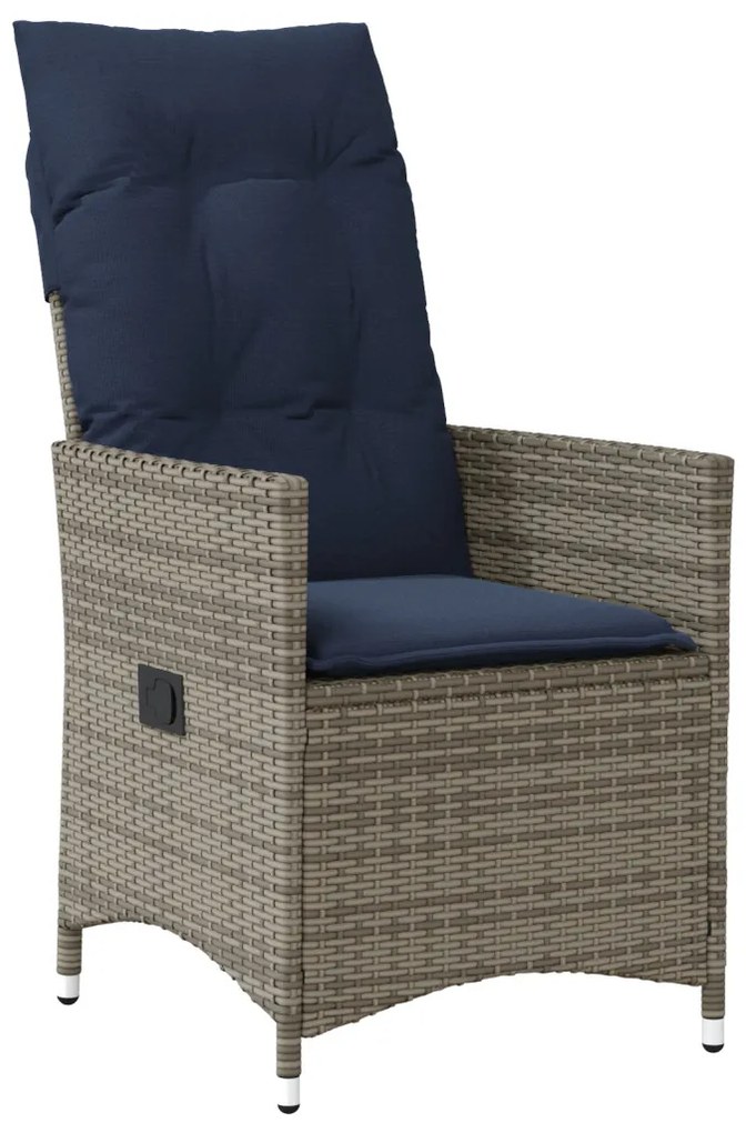 5 részes kerti étkezőszett párnákkal szürke poli rattan, Kerti Asztal Fekete 160x80x73 cm Edzett Üveg