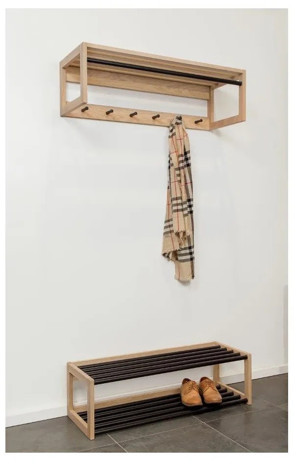 Fekete-natúr színű fém cipőtartó - Woodman