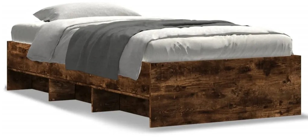 füstös tölgy színű szerelt fa ágykeret matrac nélkül 90x200 cm