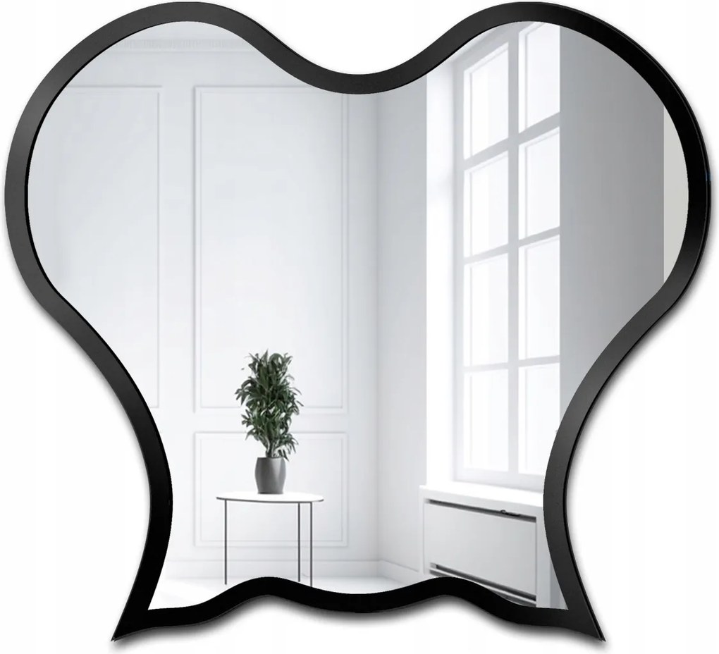 Octopus organikus formájú tükör fekete Mdf keretben 150x136