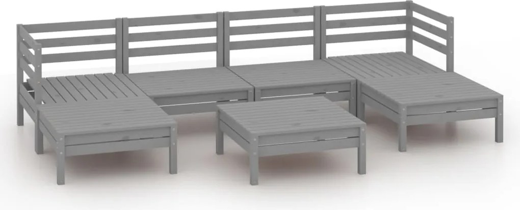 vidaXL 7 részes szürke tömör fenyőfa kerti ülőgarnitúra