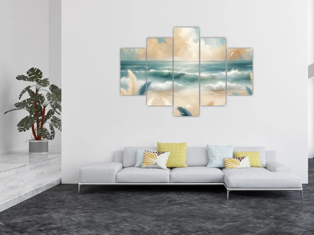 Kép – Festett strand lágy színekben (150x105 cm)