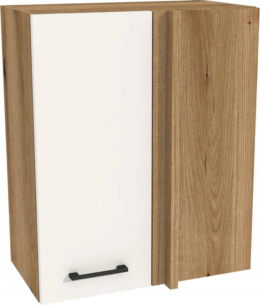 Konyhaszekrény felső sarok 65/72 Capri korpusz tölgy Evoke front fehér matt