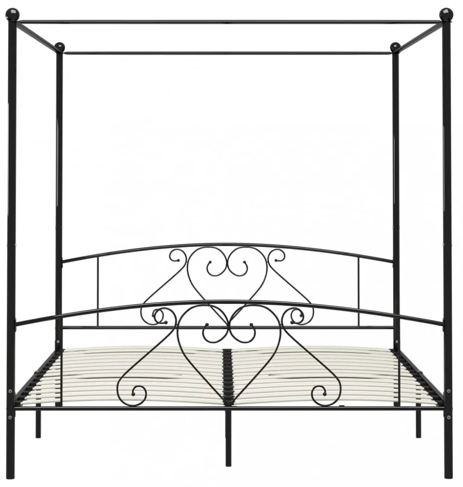 fekete fém baldachinos ágykeret 200 x 200 cm