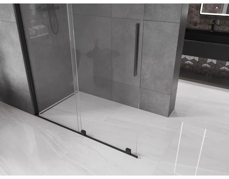 Mexen Velar, nyílásba tolóajtó Walk-In 140 cm, 8 mm átlátszó üveg, fekete matt, 871-140-000-03-70