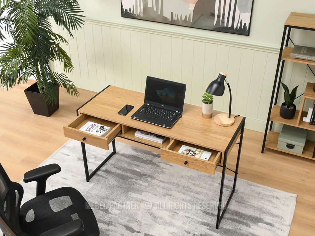 PC asztal Nills (tölgy + fekete). Akció -20%. 1109798