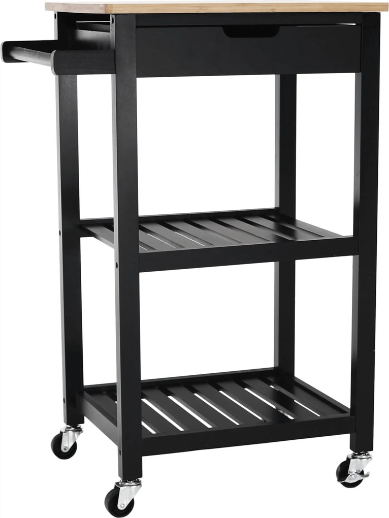 Tálalókocsi, természetes/fekete, ARETE