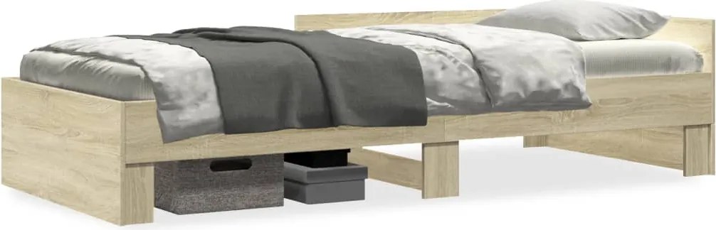 vidaXL sonoma tölgy színű szerelt fa ágykeret matrac nélkül 75x190 cm