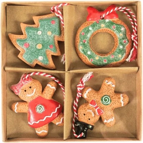 4 db-os karácsonyi dísz szett GINGERBREADS 6 cm