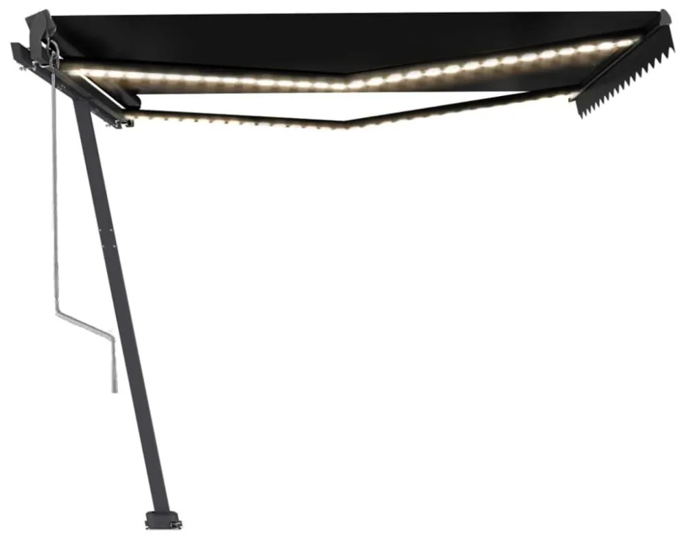 antracitszürke szélérzékelős és LED-es napellenző 450x350 cm