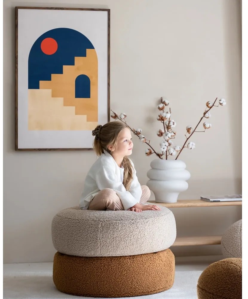Barna buklé gyerek babzsákfotel Round – Wigiwama