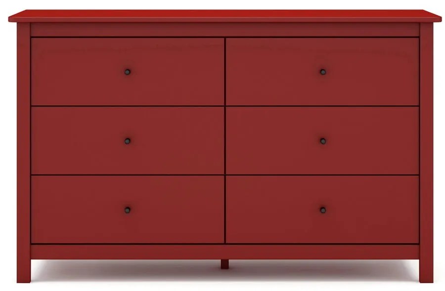 Piros borovi fenyő alacsony komód 130x80 cm Misti – Marckeric