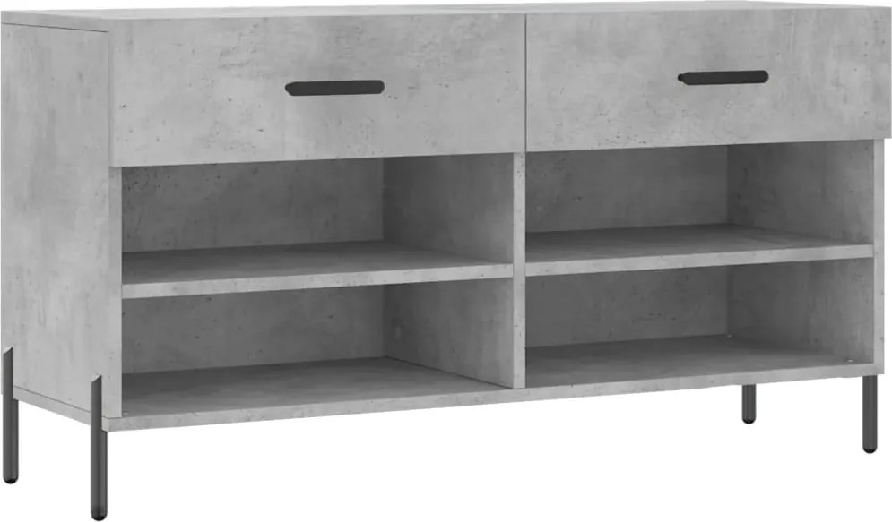 vidaXL betonszürke szerelt fa cipőpolc 102 x 35 x 55 cm