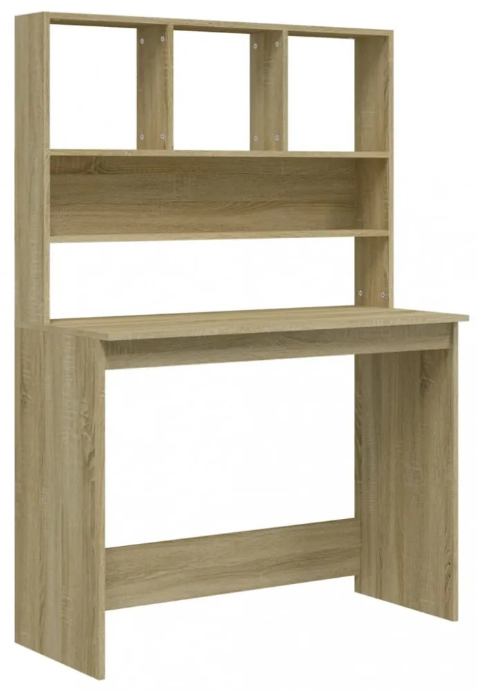 sonoma tölgy szerelt fa íróasztal polcokkal 102 x 45 x 148 cm