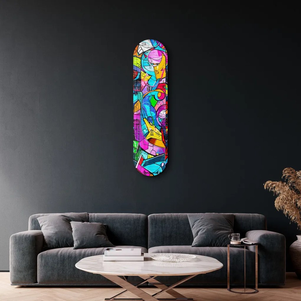 Graffiti Abstract edzett üvegkép, 20 x 80 cm