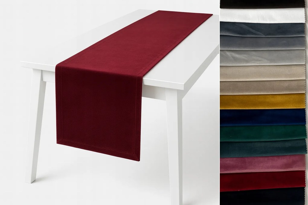Asztali Futófelület 40x180 Velvet Premium 14 szín Varrott Lengyelországban