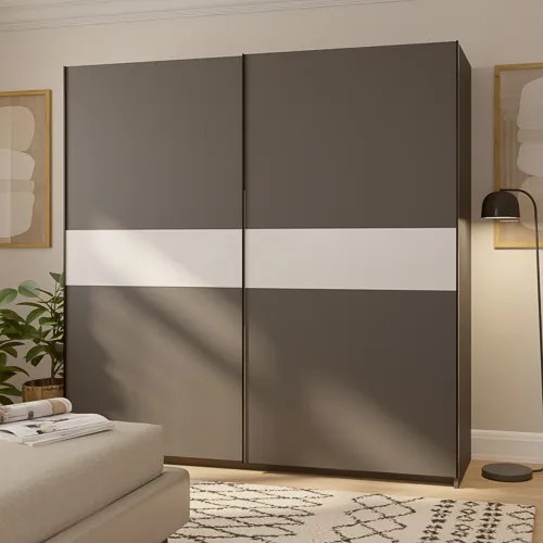 BERNO ruhásszekrény, 200 cm | Antracit + Fehér