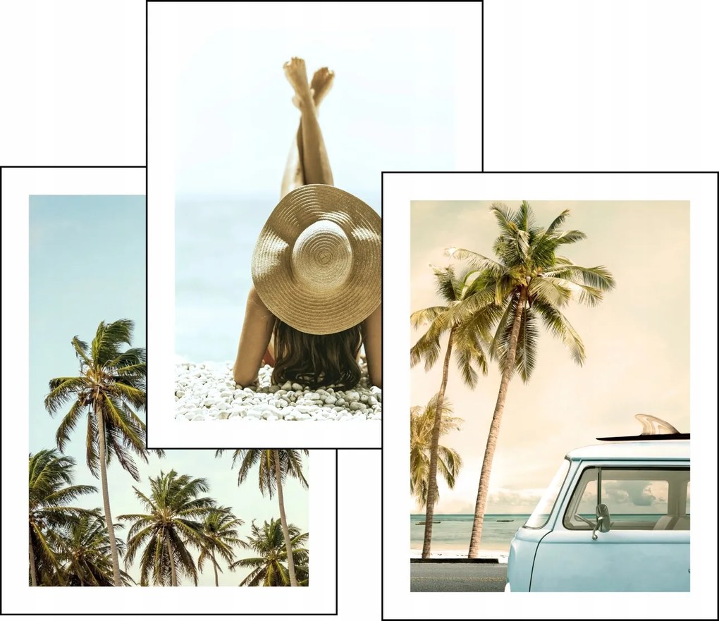 Pálmafák Tenger 3 db-os poszter szett 21x30 #123