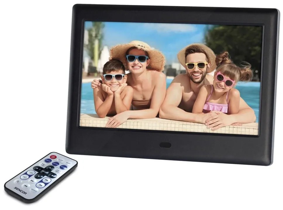 Sencor - Digitális képkeret hangszóróval 230V fekete + távirányító