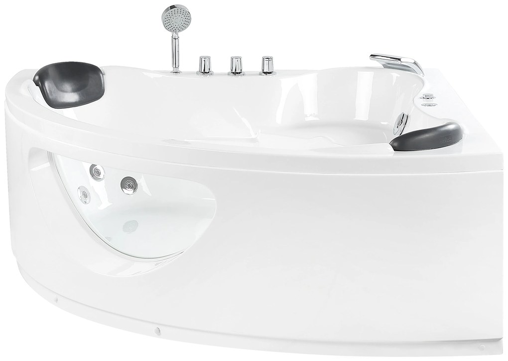 Fehér whirlpool masszázskád LED világítással 207 x 146 cm TOCOA II Beliani