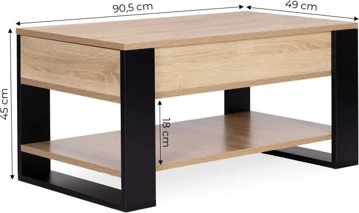 Összecsukható dohányzóasztal 90 cm-es dönthető asztallappal