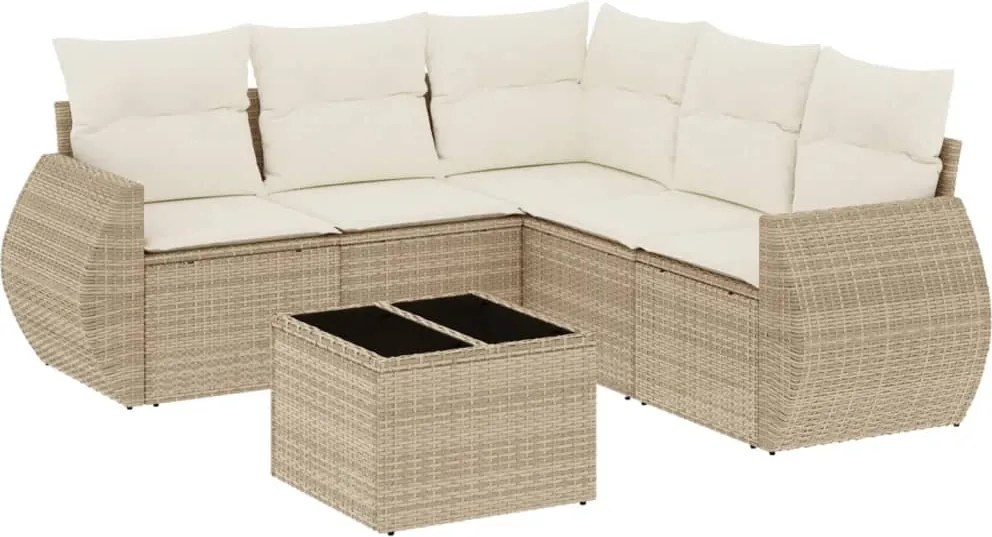 vidaXL 6 részes bézs polyrattan kerti ülőgarnitúra párnával