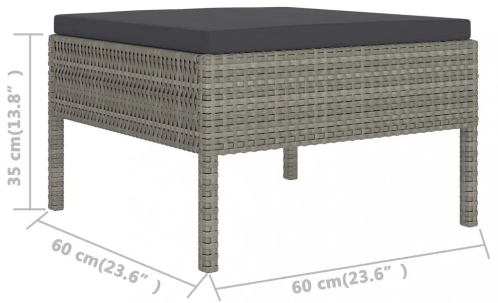 2 részes szürke polyrattan kerti bútorszett párnákkal
