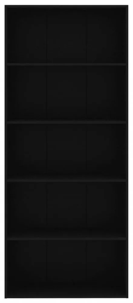 5 szintes fekete szerelt fa könyvszekrény 80 x 30 x 189 cm