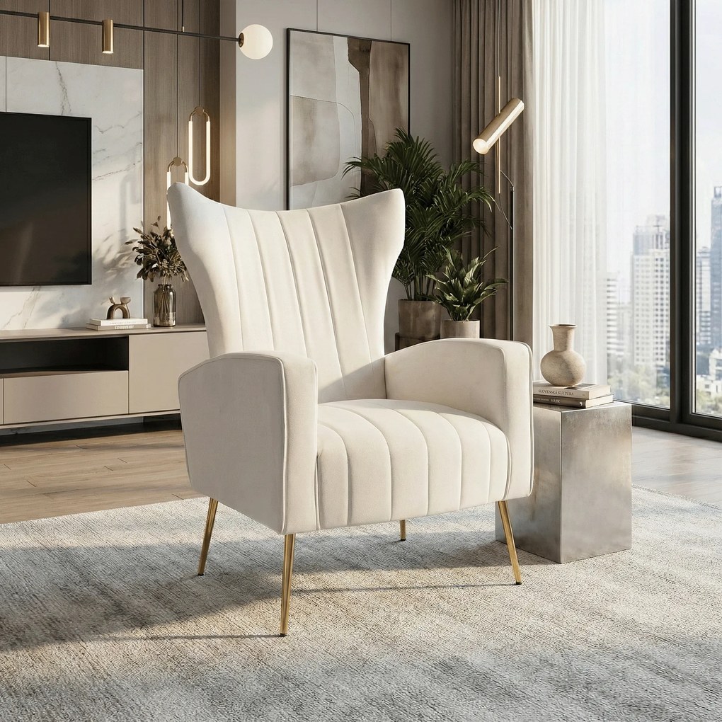 Relaxfotel, bézs Velvet szövet, BARET