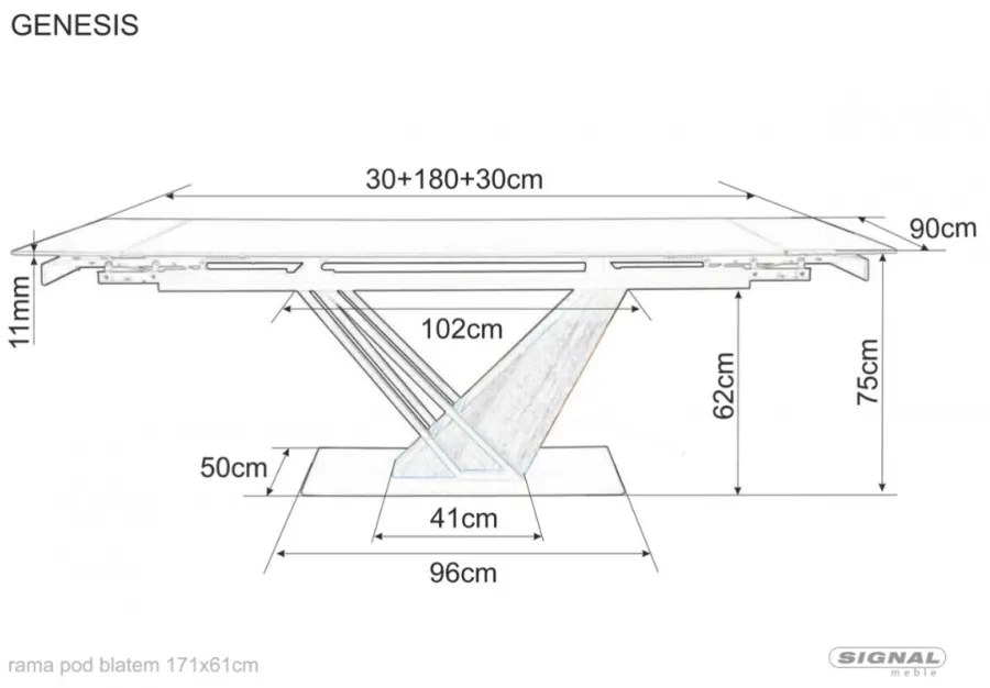 Genesis bővíthető étkezőasztal 180-240 cm