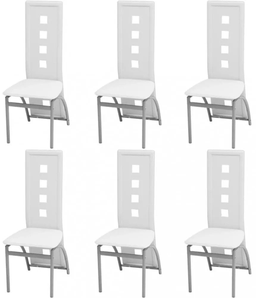 6 db fehér műbőr étkezőszék