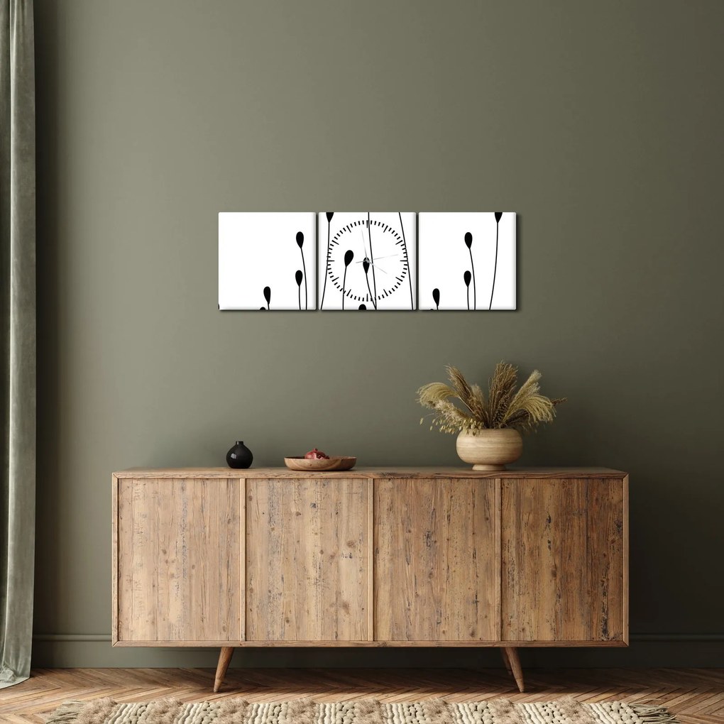 Kép - Grafikus rét N⁰1 (órával) (90x30 cm)
