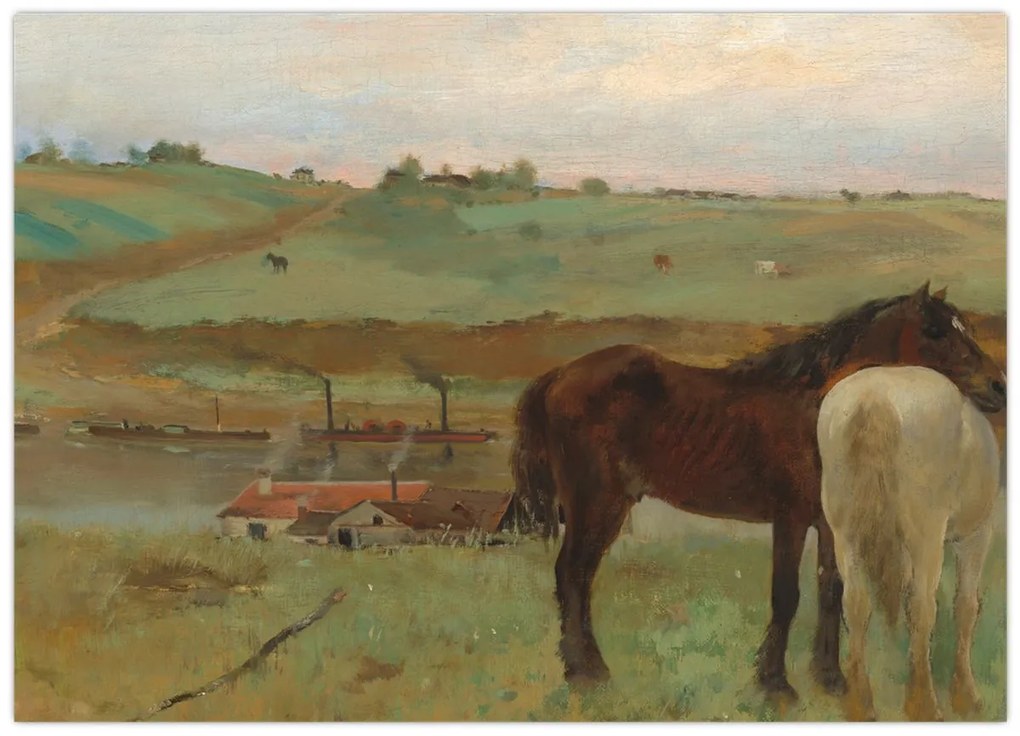 Kép - Edgar Degas, Horses in a Meadow, reprodukciók (70x50 cm)