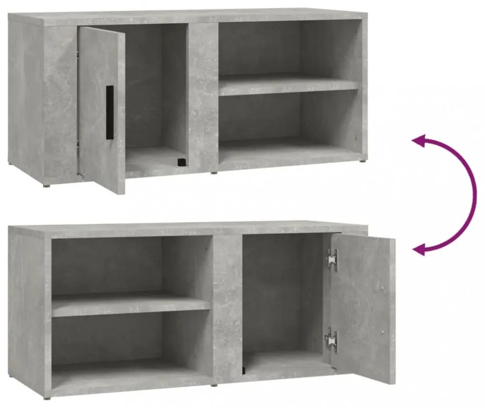 2 db betonszürke szerelt fa TV-szekrény 80x31,5x36 cm