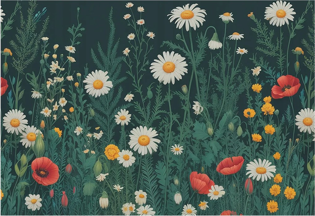 Flizelin tapéta falra Prémium Mezei virágok 152x104 Ragasztó