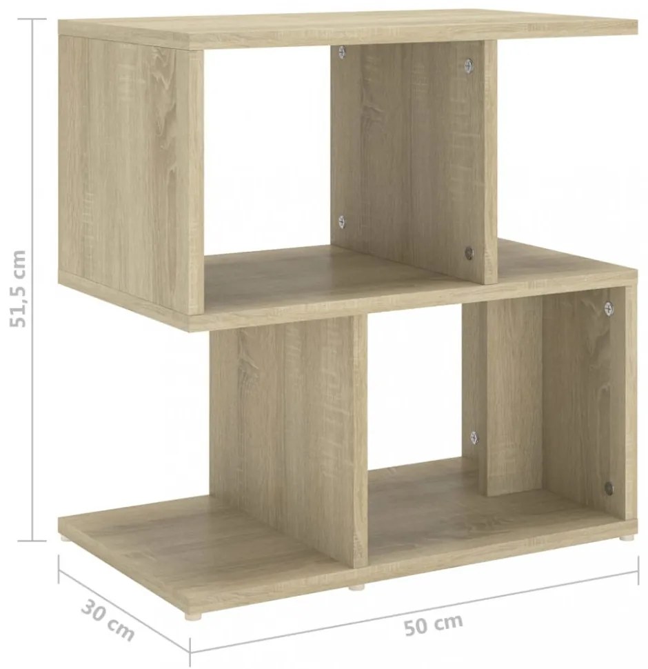 2 db sonoma tölgy színű szerelt fa éjjeliszekrény 50x30x51,5 cm