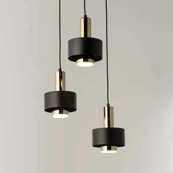 Csillár zsinóron RIF LUX 3xGX53/12W/230V átm. 38 cm fekete/arany