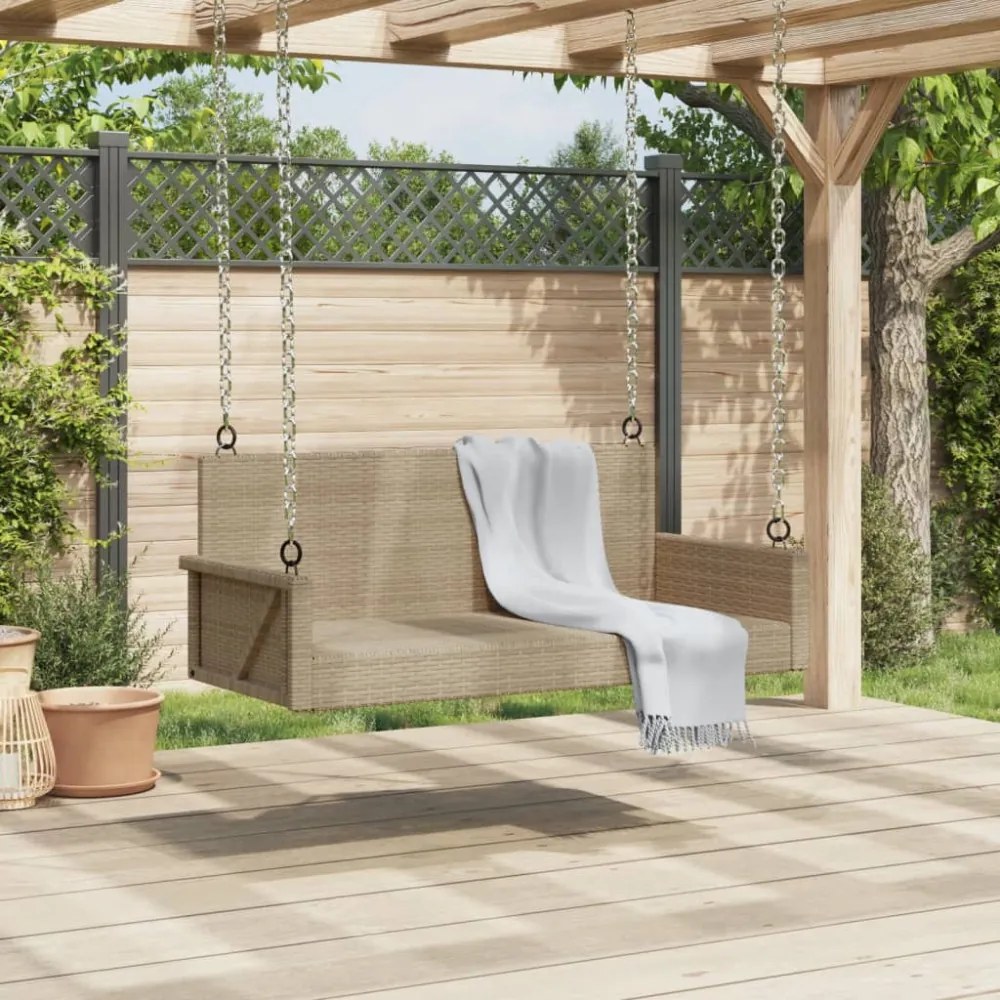bézs polyrattan hintapad 119 x 56 x 48 cm