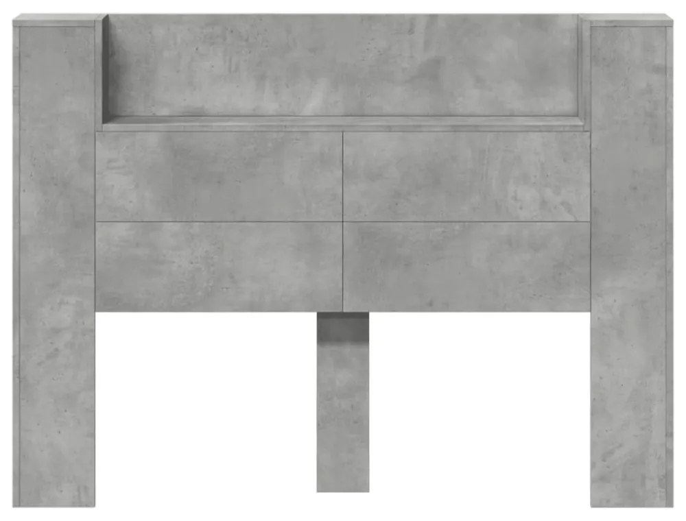 betonszürke áthidalószekrény LED-világítással 140x16,5x103,5 cm