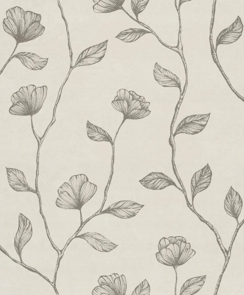 Bézs Tapéta Arany Mintás Levelek Virágok Vinil Flizelin