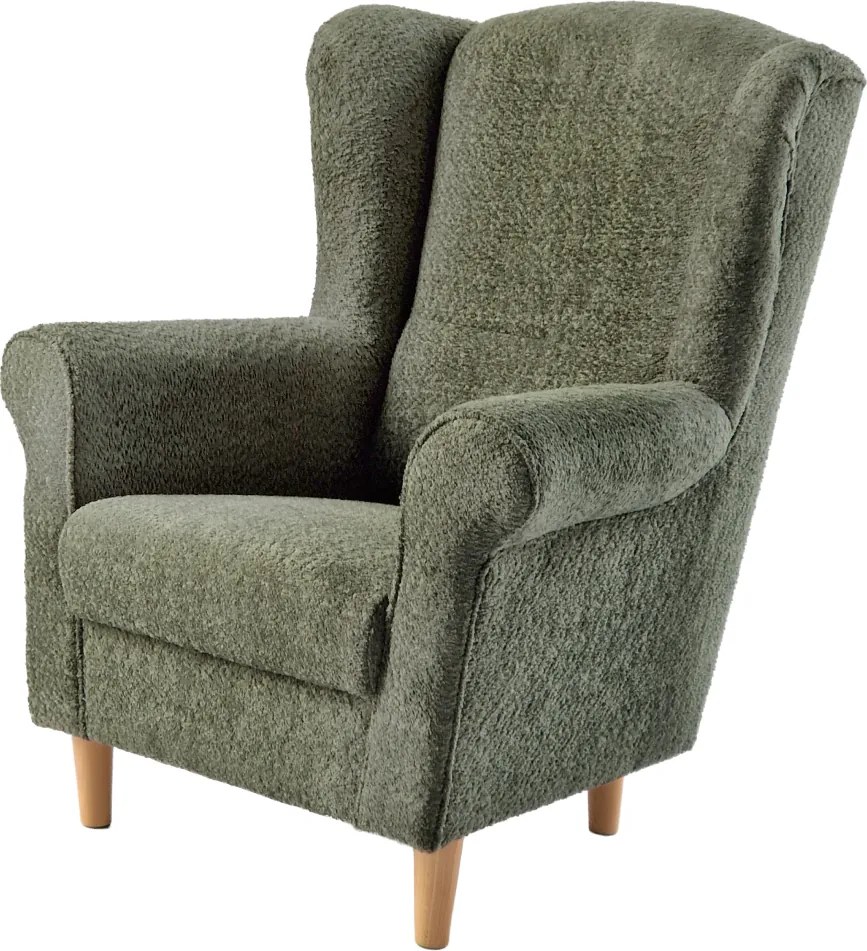 Füles fotel, zöld szövet Coral, CHARLOT