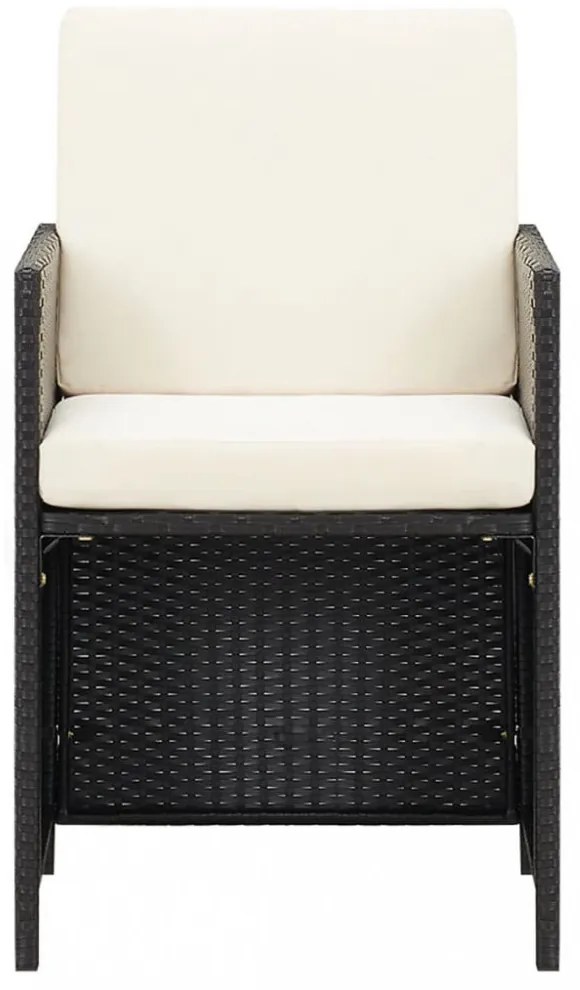 21 részes fekete polyrattan kerti étkezőgarnitúra párnákkal