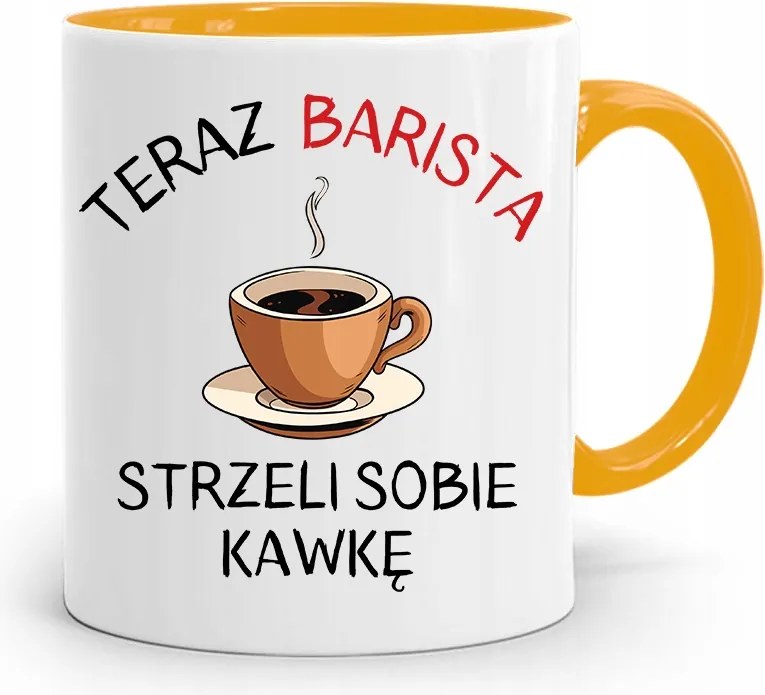 Barista Kávézó Bögre Sárga Ajándék fényképes nyomtatással