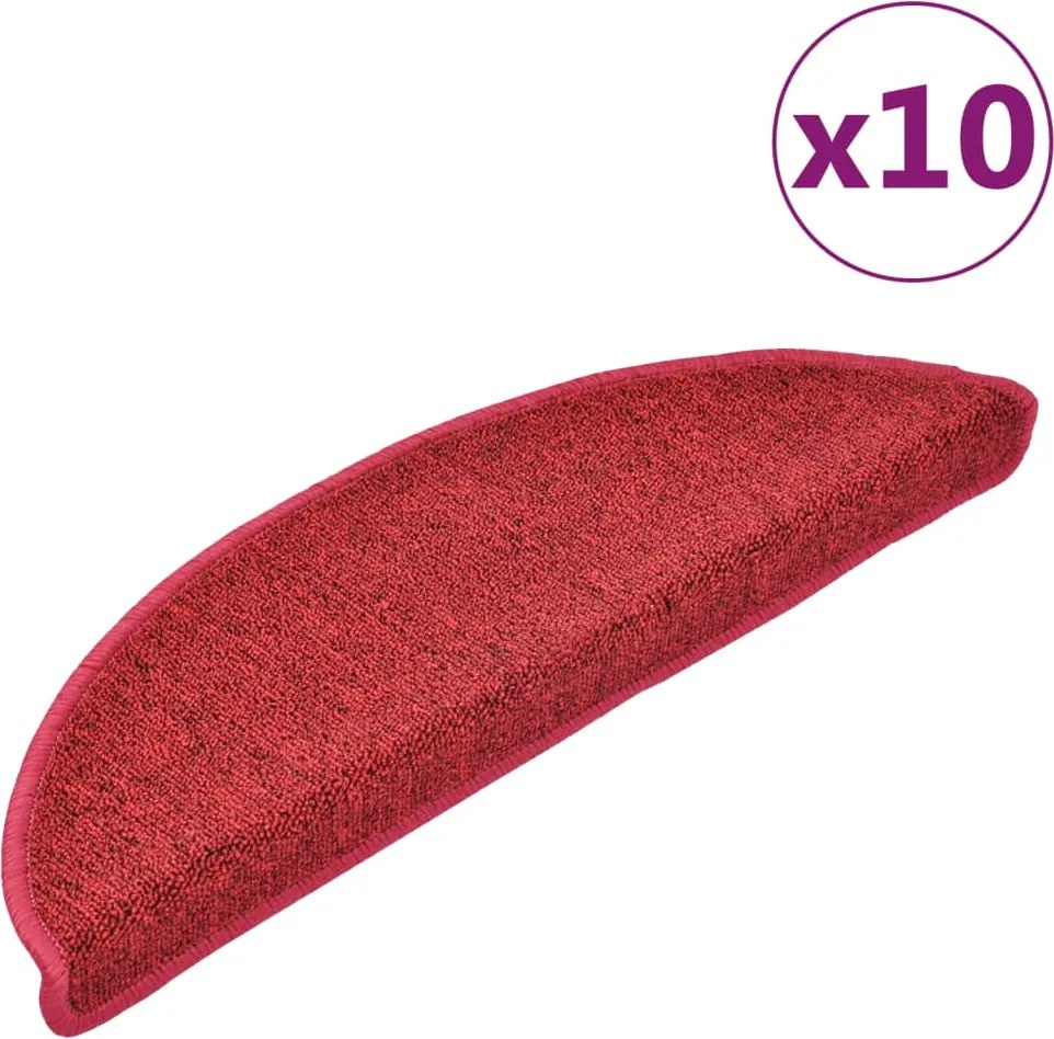 vidaXL 10 db lépcsőszőnyeg 56 x 17 x 3 cm piros félkör alakú