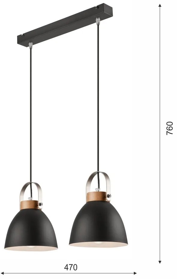 Fekete függőlámpa fém búrával Danielle – LAMKUR