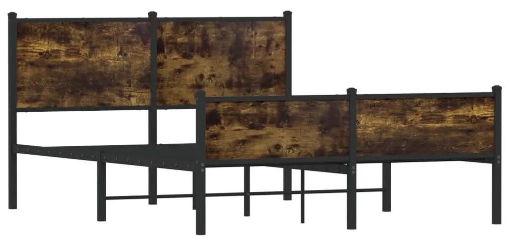 füstös tölgy színű fém ágykeret matrac nélkül 137 x 190 cm
